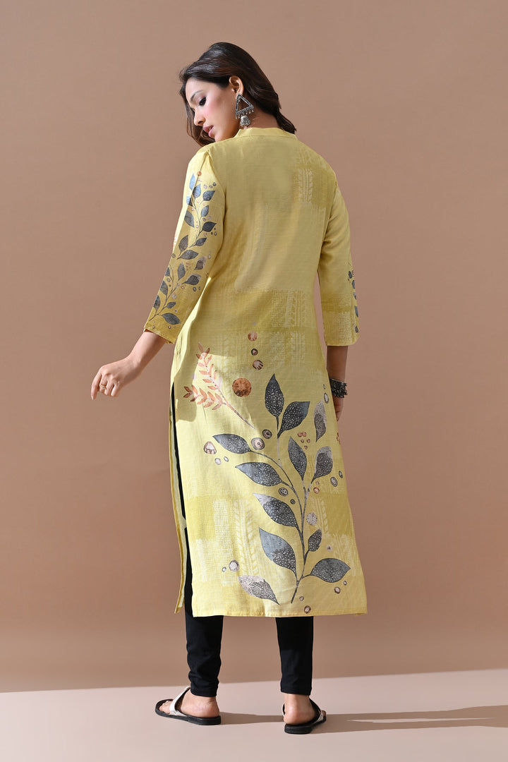 Yellow Printed Kurta