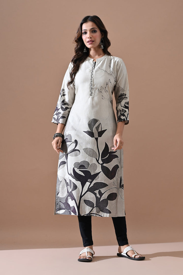 Cream Printed Kurta