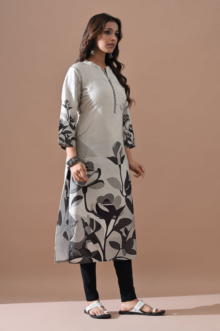Cream Printed Kurta