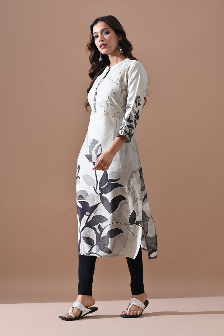 Cream Printed Kurta