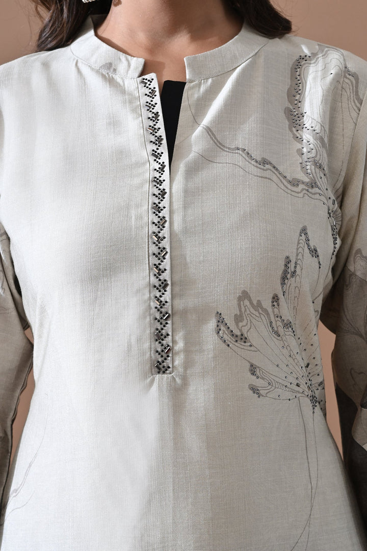 Cream Printed Kurta