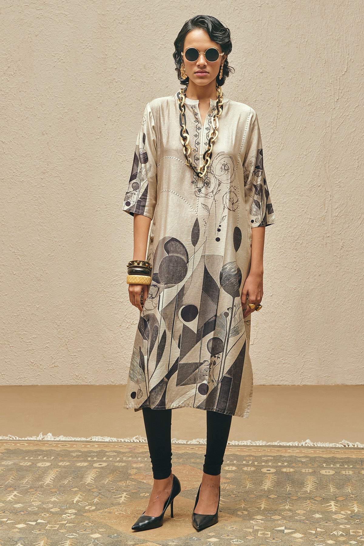 Grey Printed Kurta
