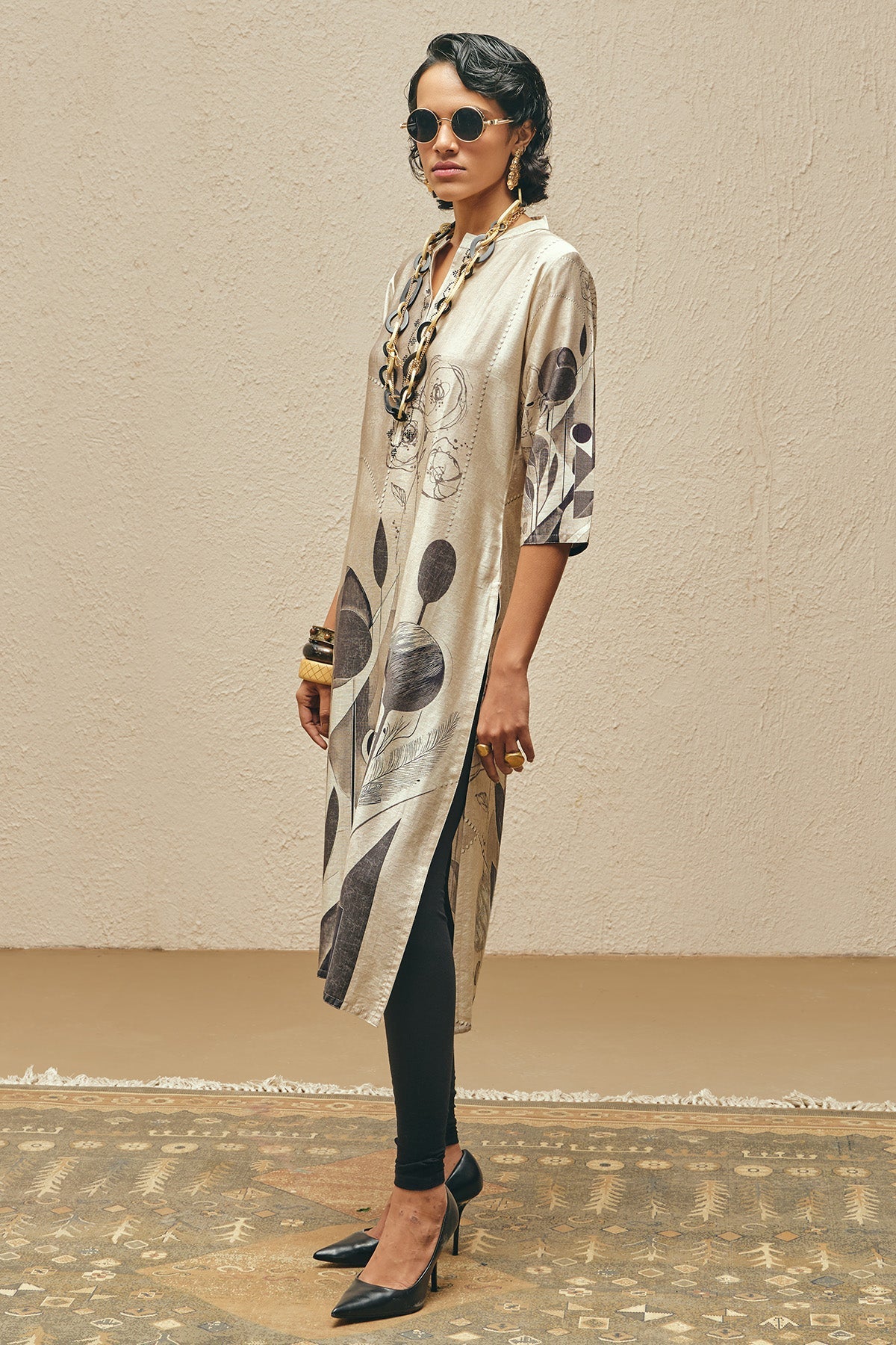 Grey Printed Kurta