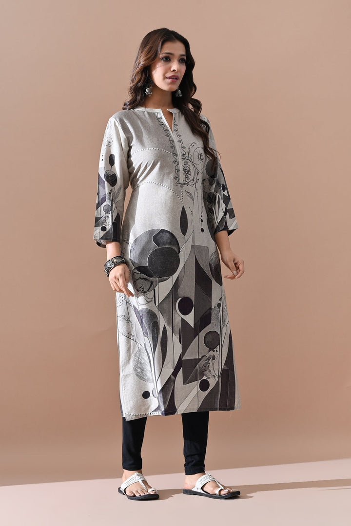 Grey Printed Kurta