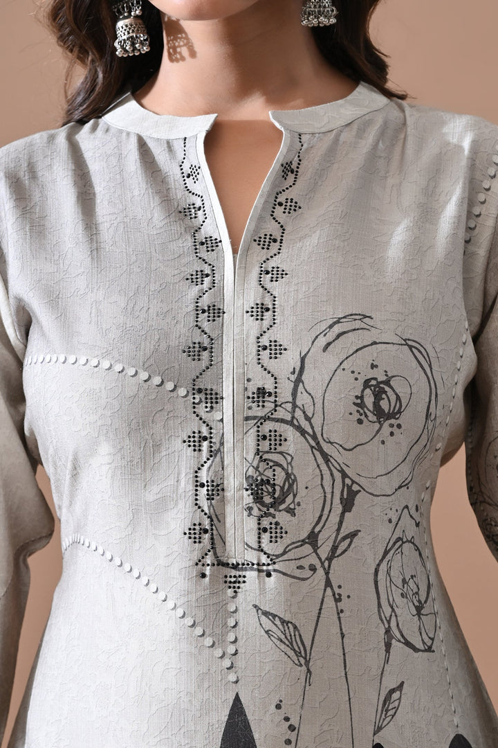 Grey Printed Kurta