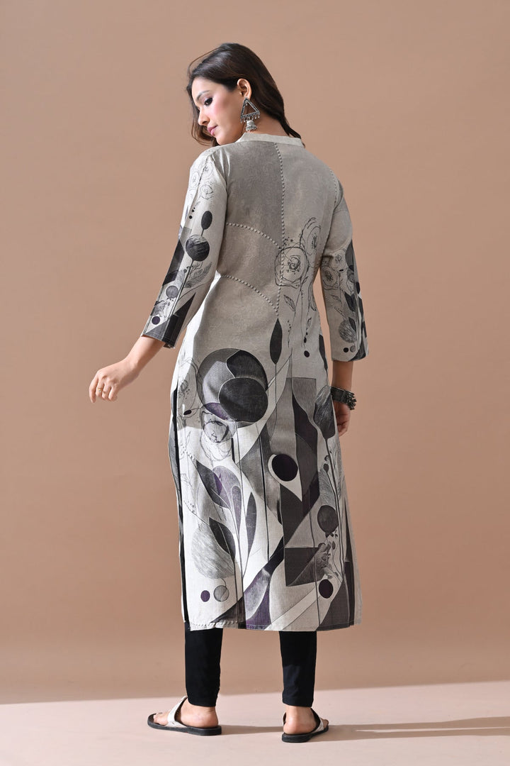 Grey Printed Kurta