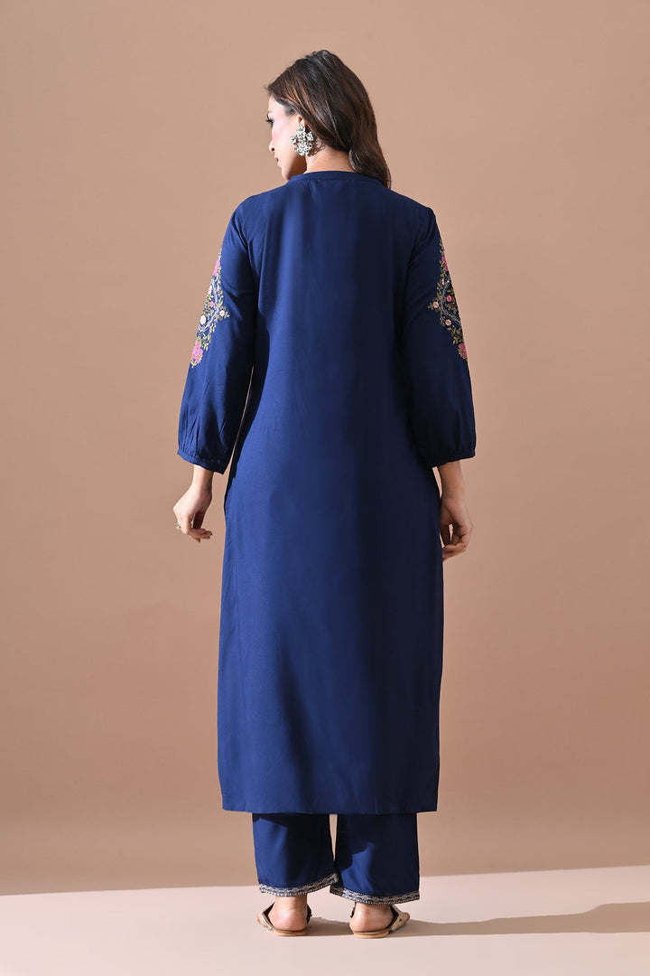 Blue Embroidered Kurta Set