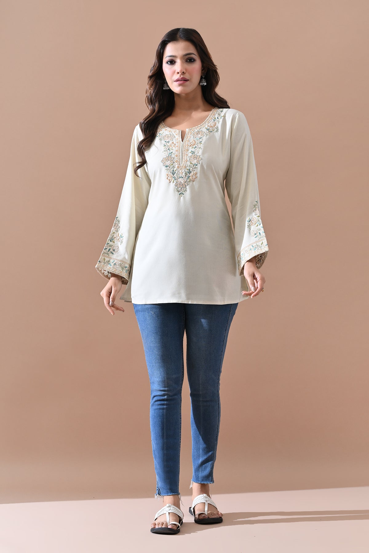 Cream Embroidered Top