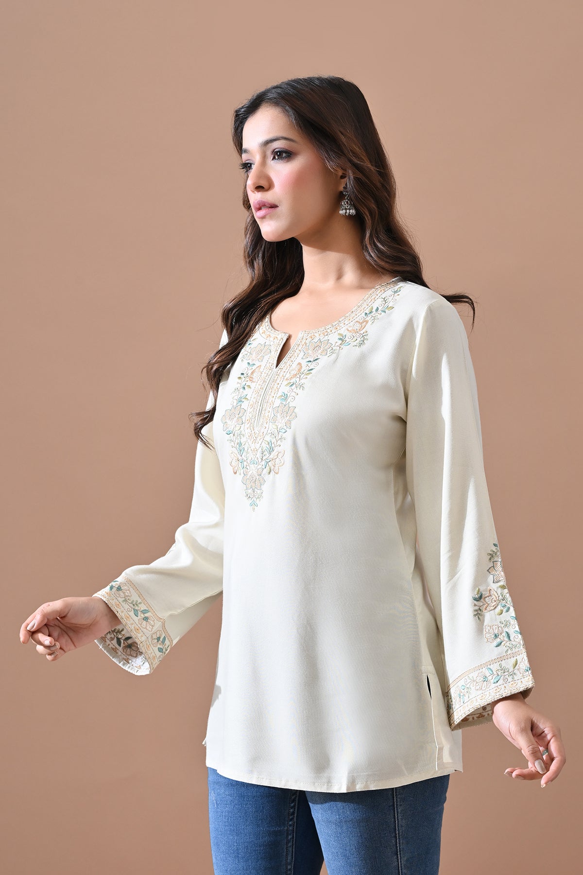 Cream Embroidered Top