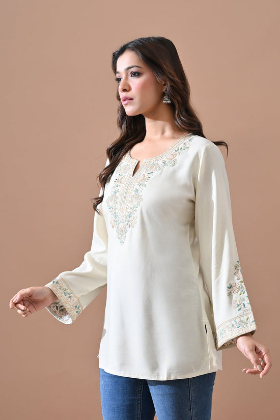 Cream Embroidered Top