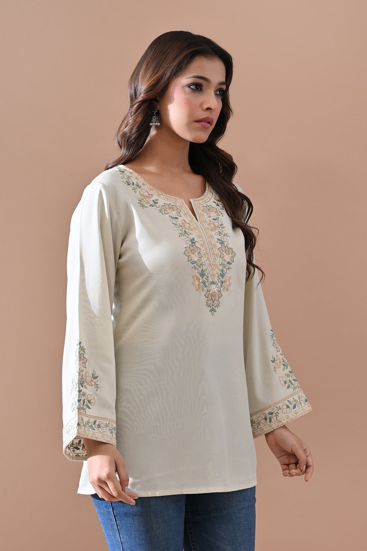 Cream Embroidered Top