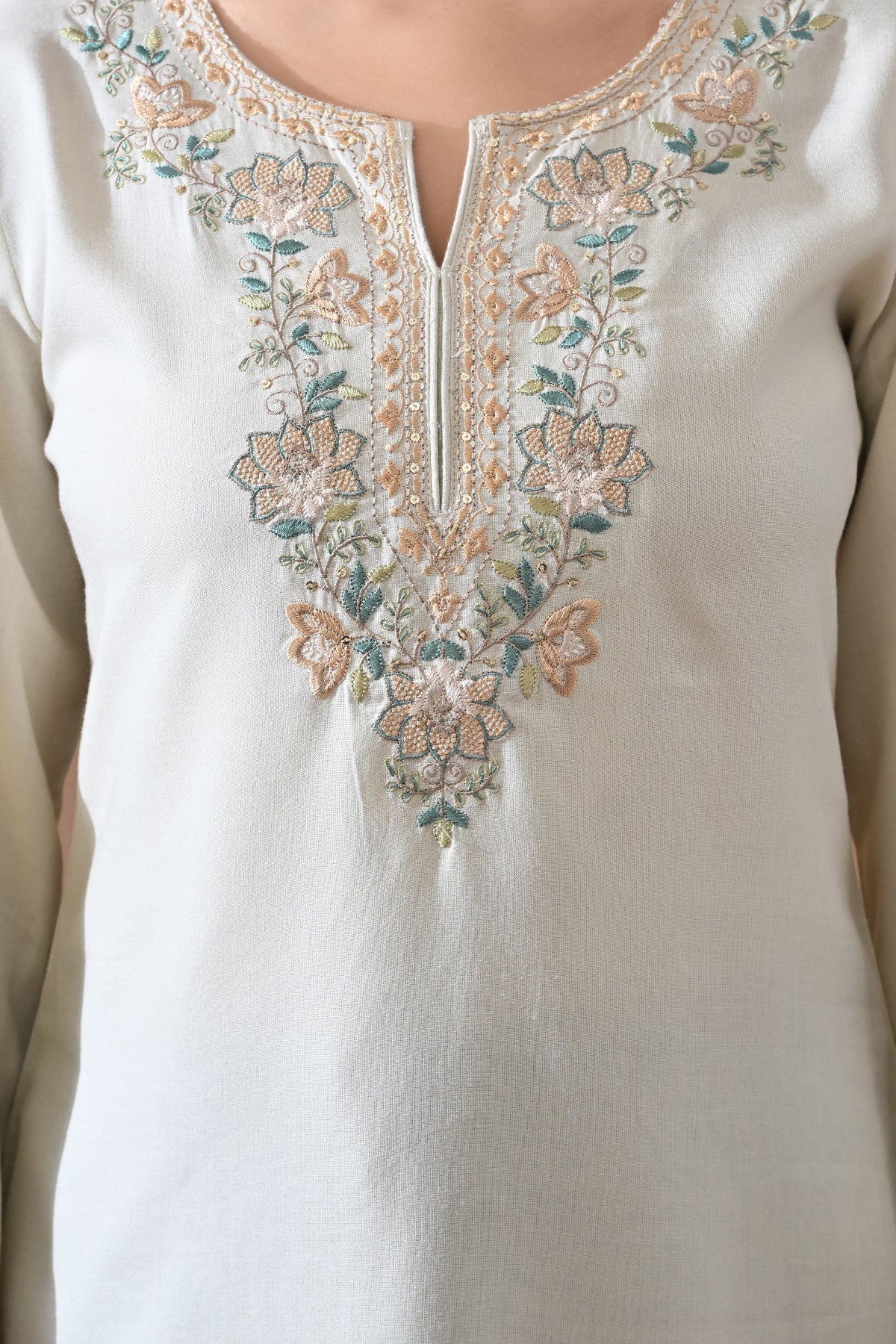 Cream Embroidered Top