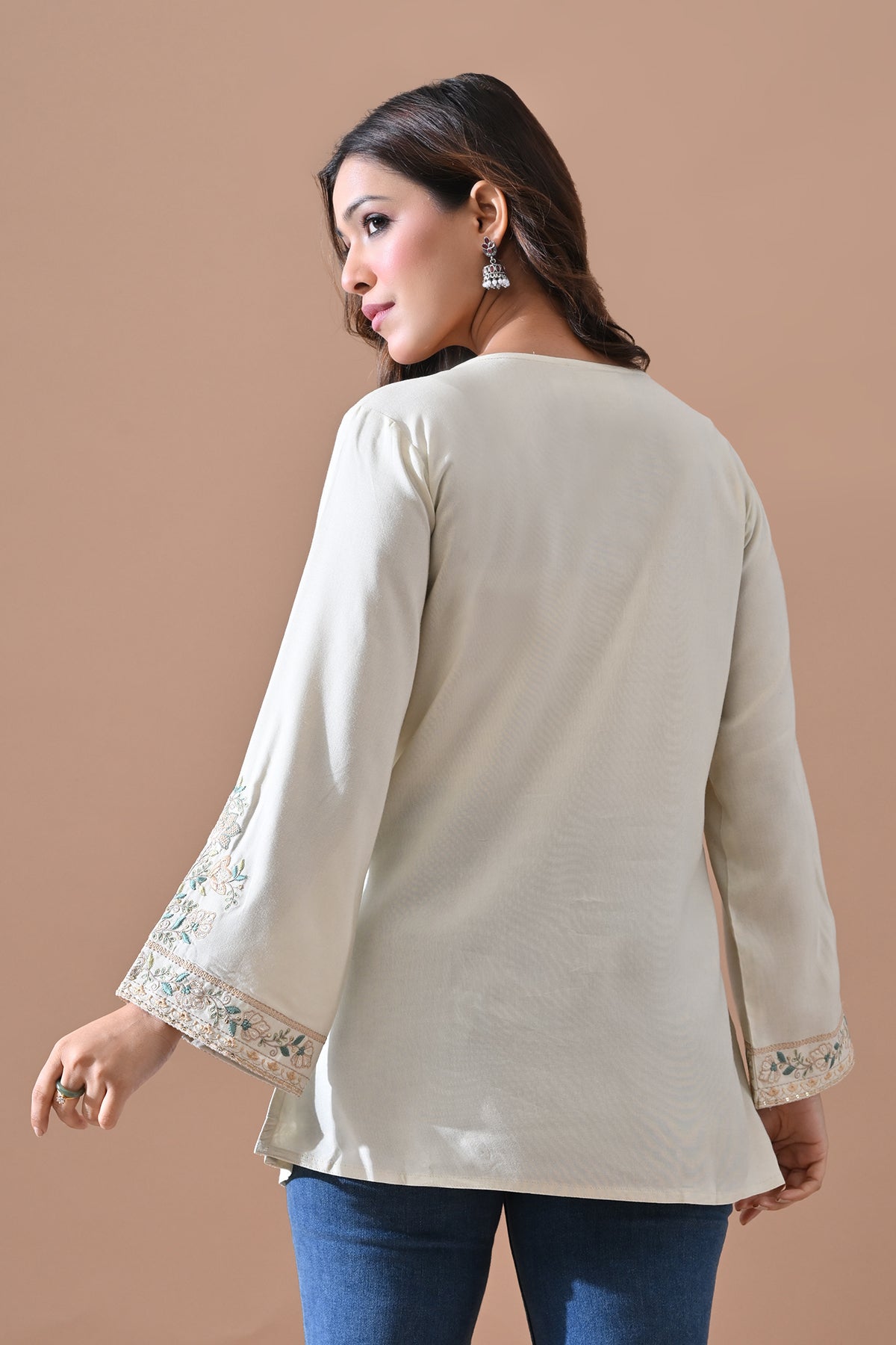 Cream Embroidered Top