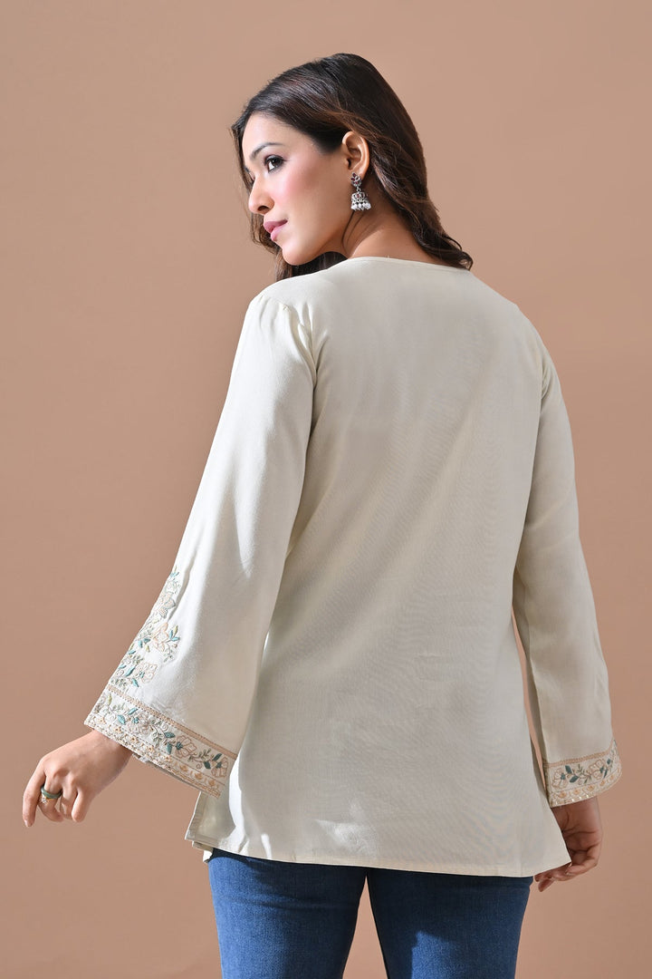 Cream Embroidered Top
