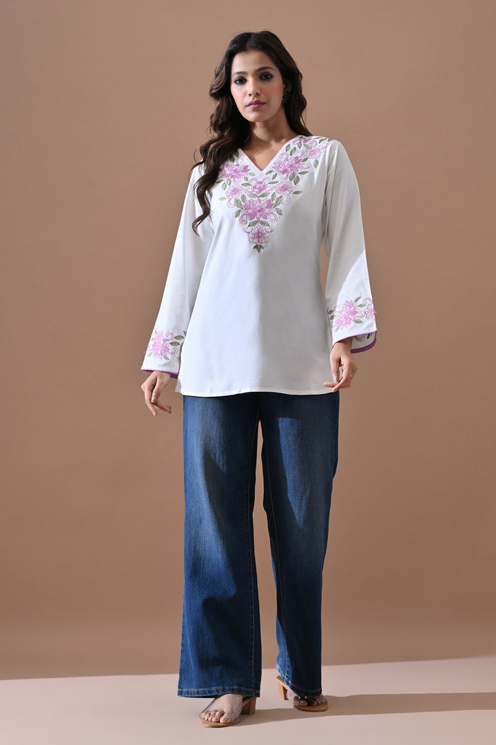 White Embroidered Top