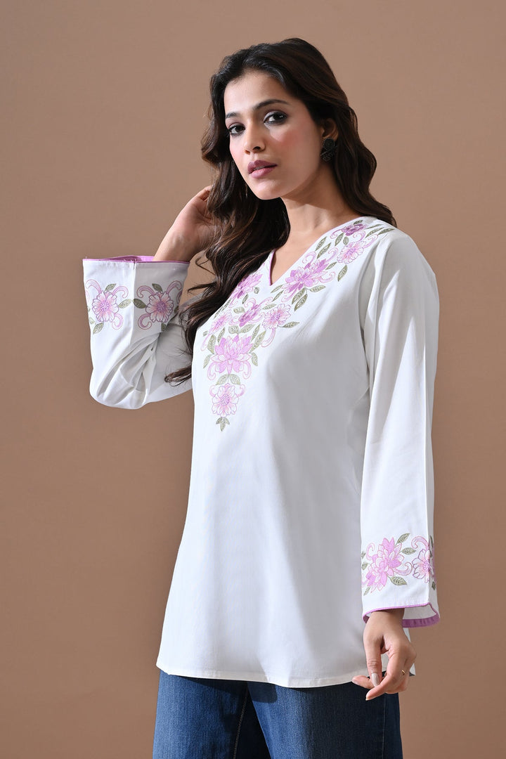 White Embroidered Top
