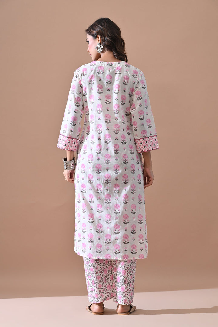 Cream Printed Kurta Set