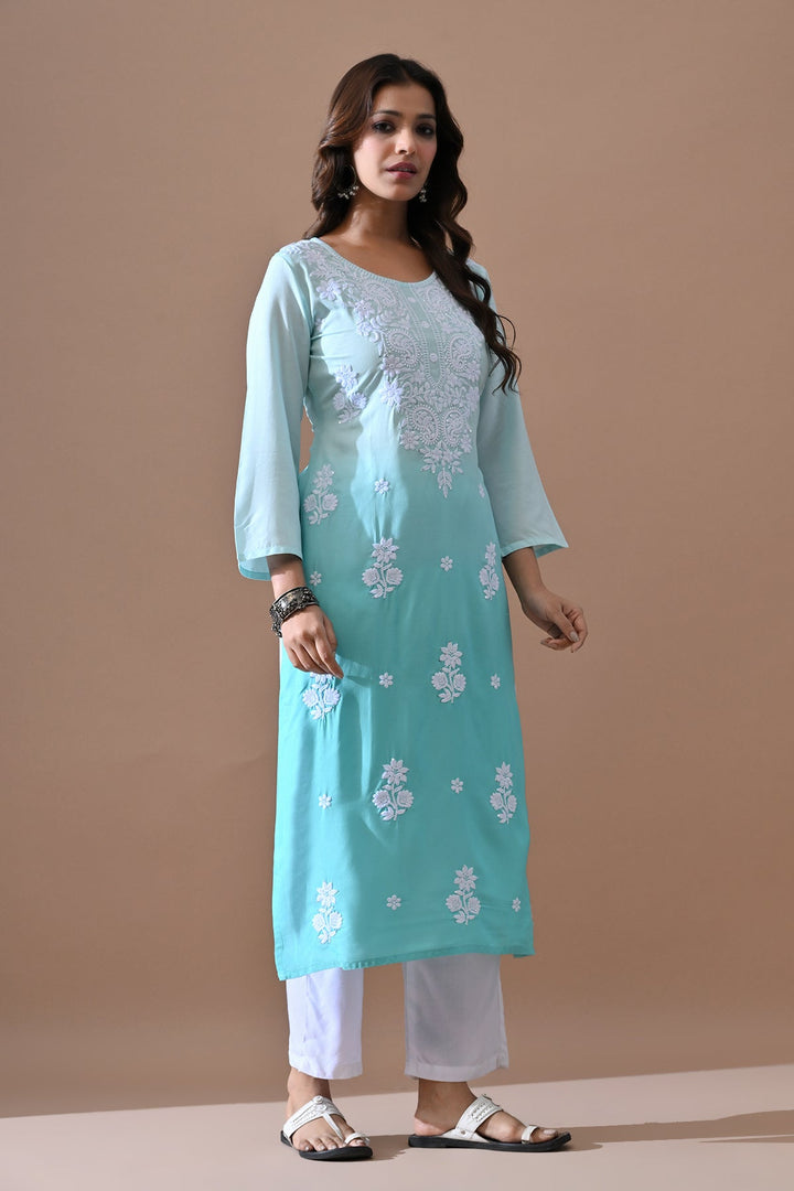 Green Embroidered Kurta