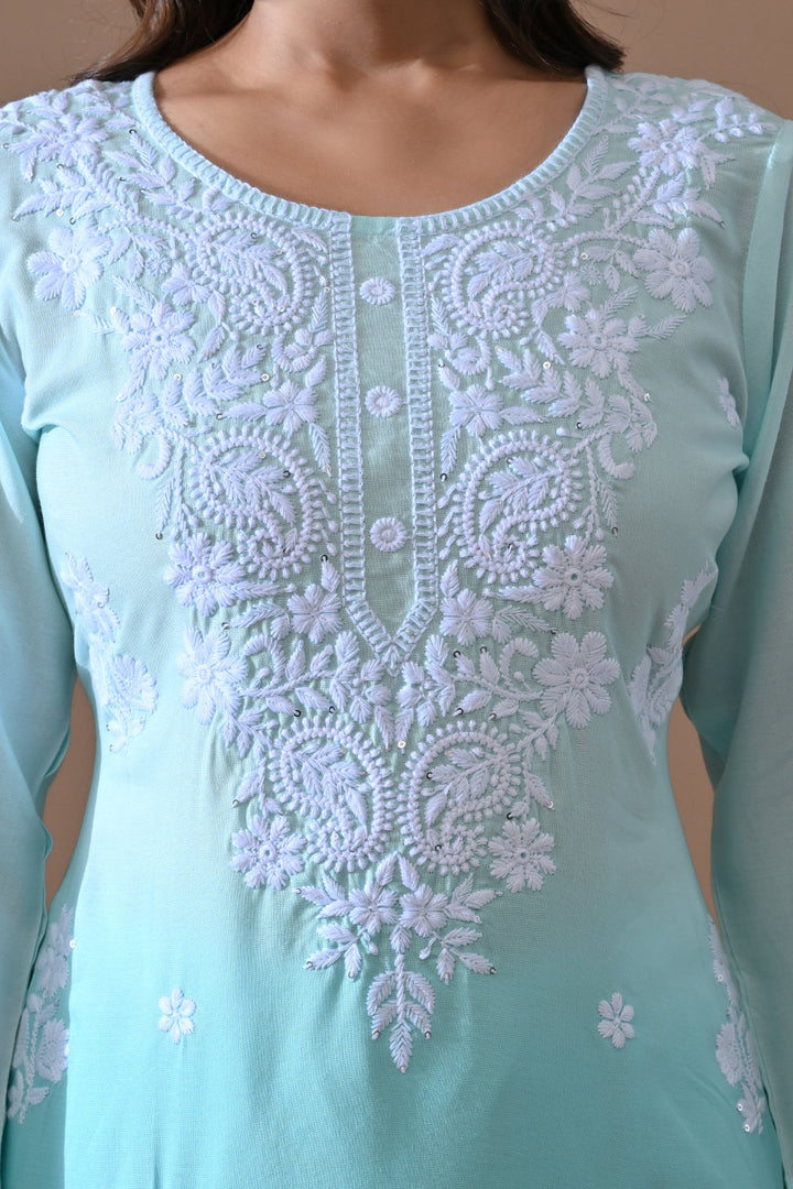 Green Embroidered Kurta