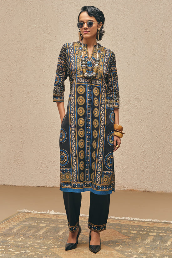 Black Printed Kurta Set (2 Piece)