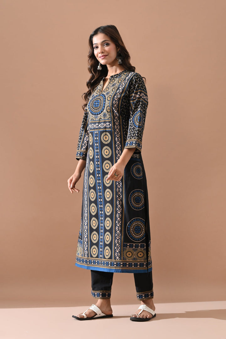 Black Printed Kurta Set