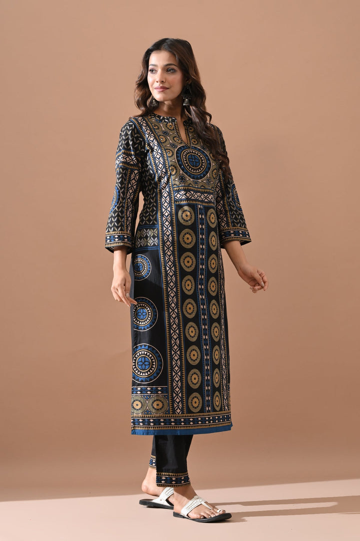 Black Printed Kurta Set