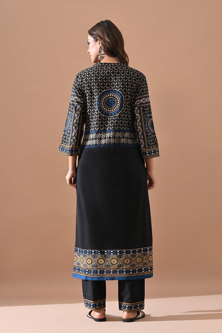Black Printed Kurta Set
