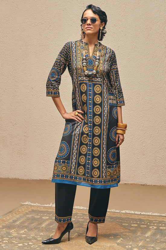 Black Printed Kurta Set (2 Piece)