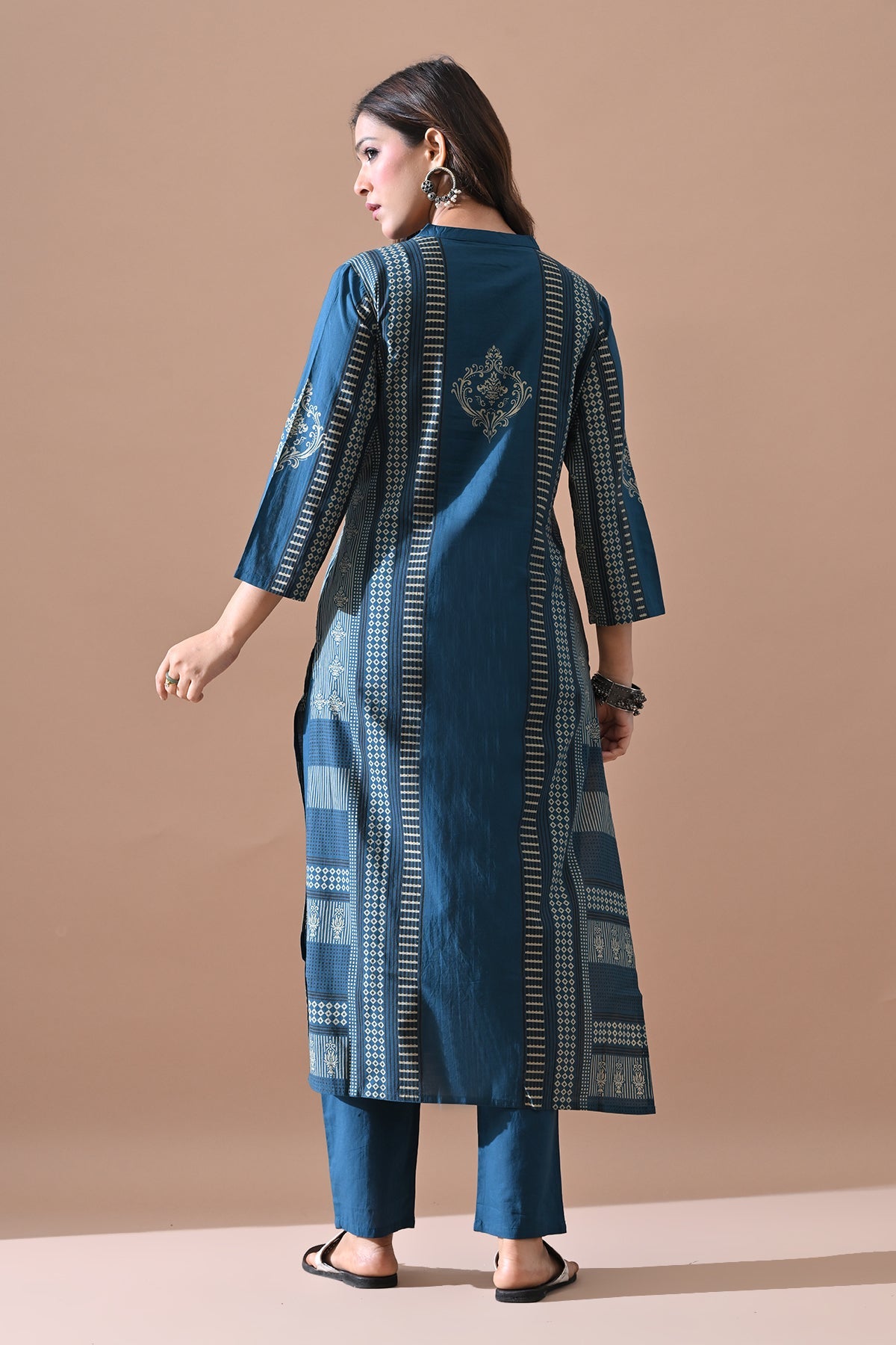 Blue Printed Kurta 2 Pcs Set