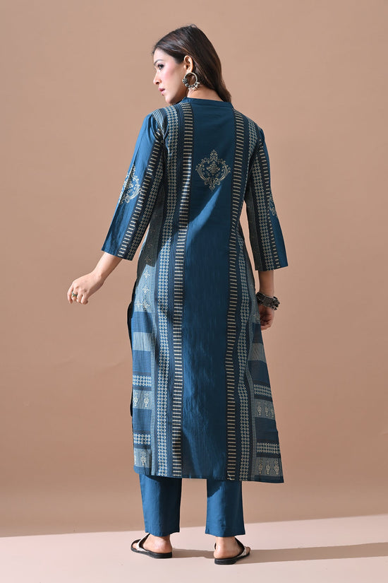 Blue Printed Kurta Set (2 Piece)