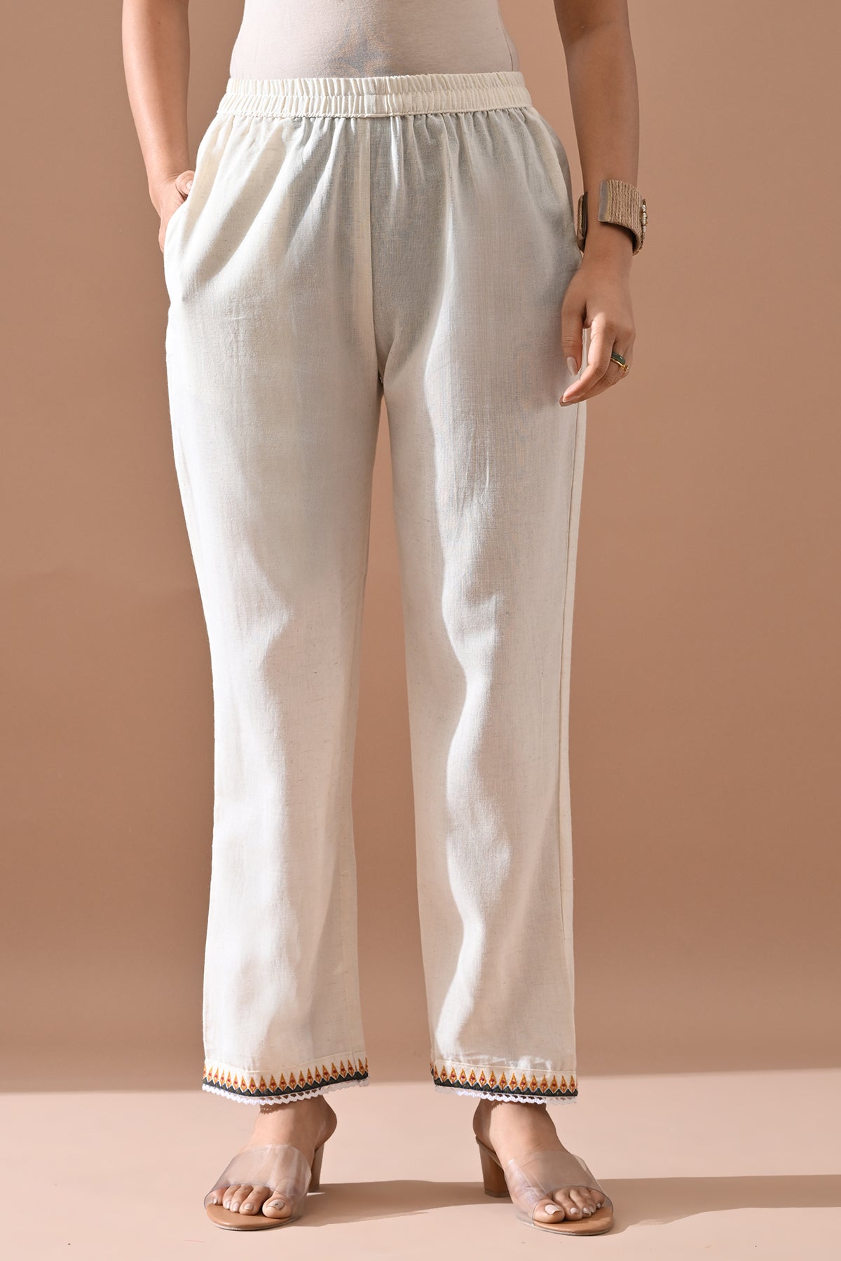 Cream Embroidered Kurta 2 Pcs Set