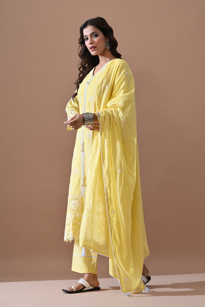 Yellow Embroidered Kurta Set