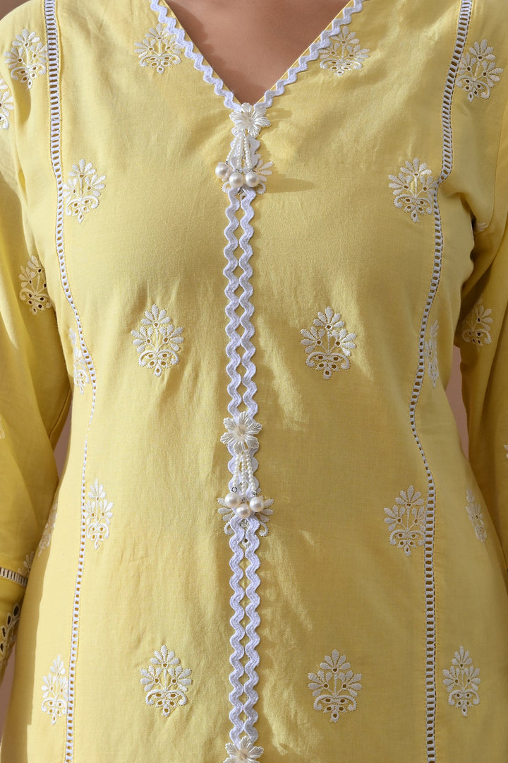 Yellow Embroidered Kurta Set
