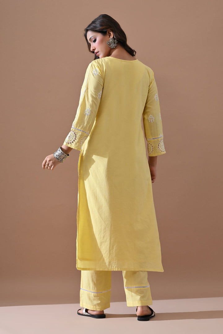 Yellow Embroidered Kurta Set