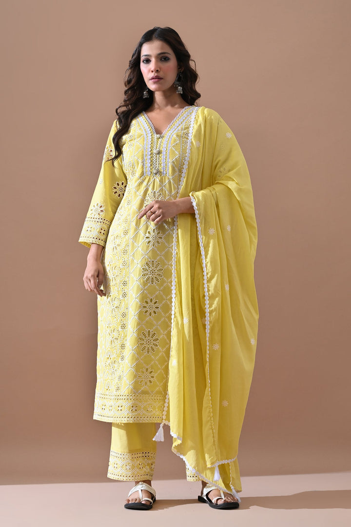Yellow Embroidered Kurta Set