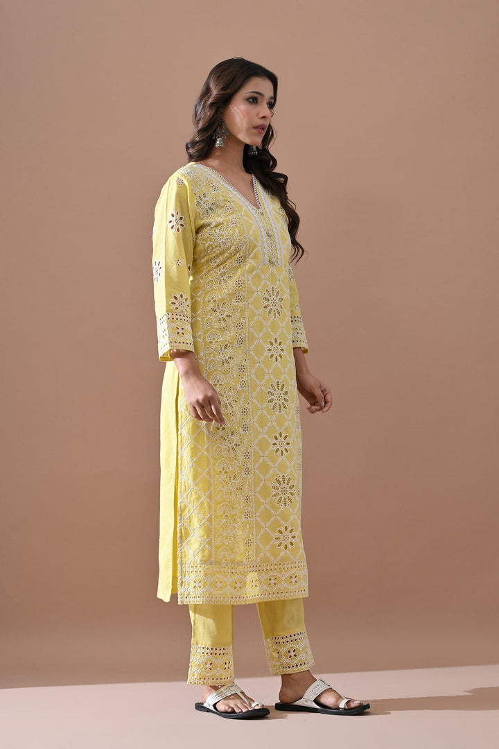 Yellow Embroidered Kurta Set