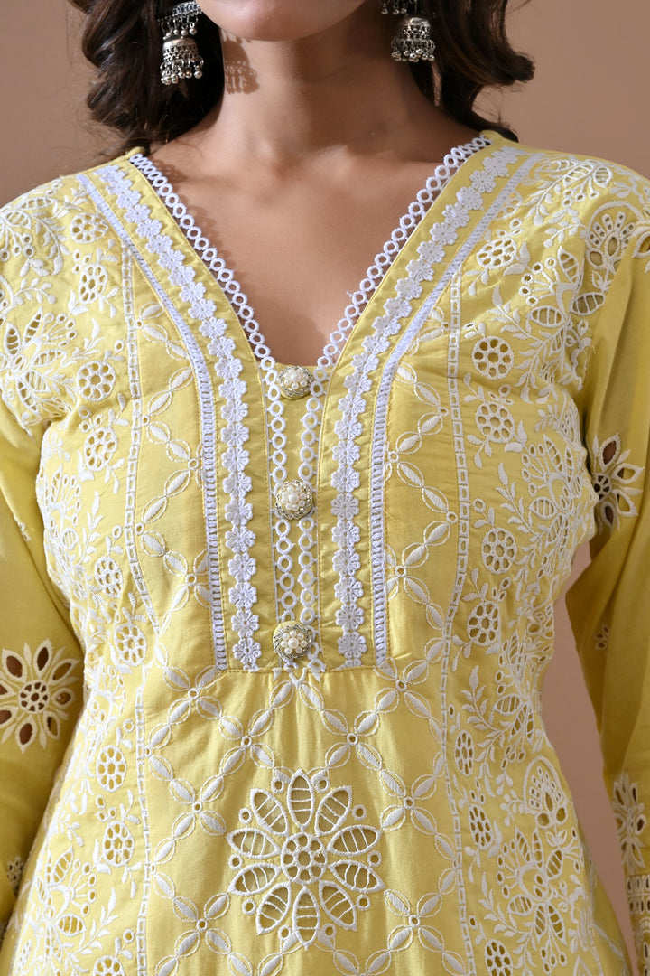 Yellow Embroidered Kurta Set