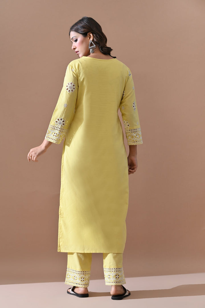 Yellow Embroidered Kurta Set