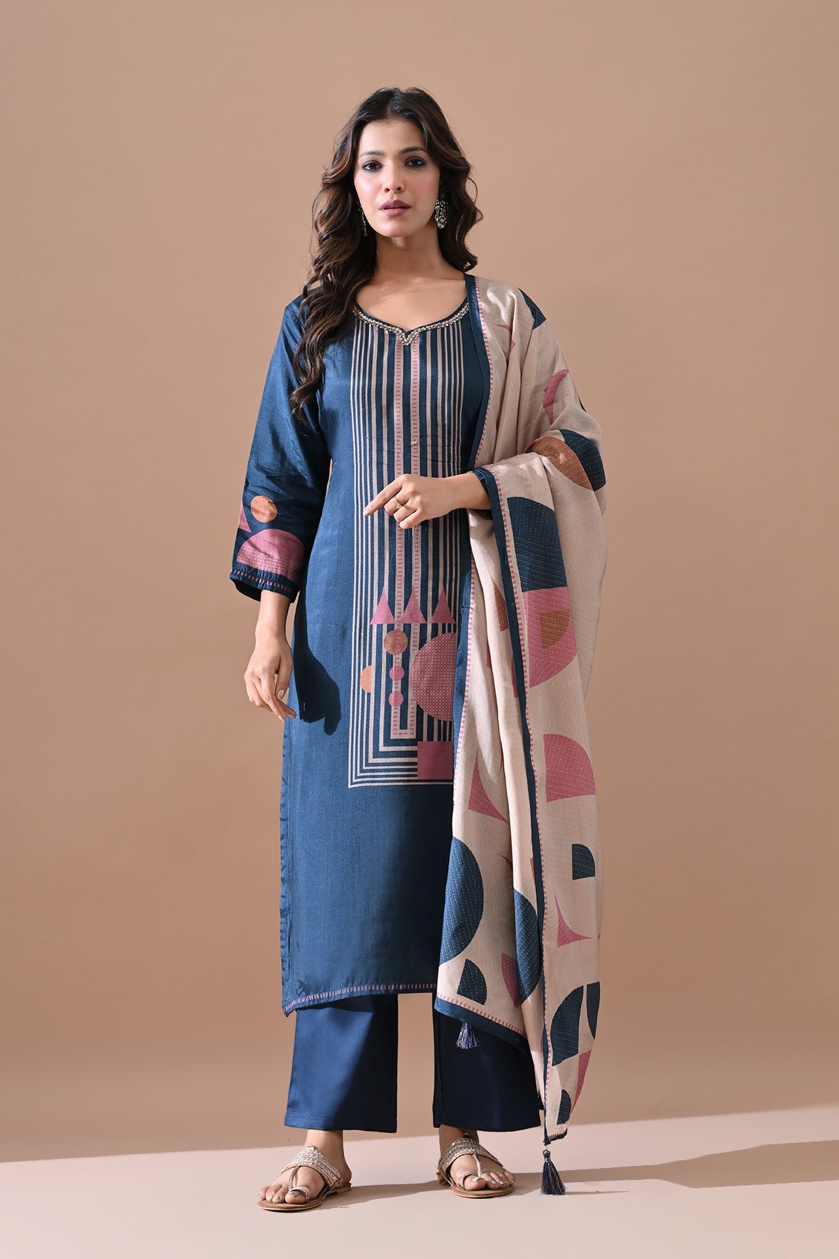 Blue Printed Kurta Set