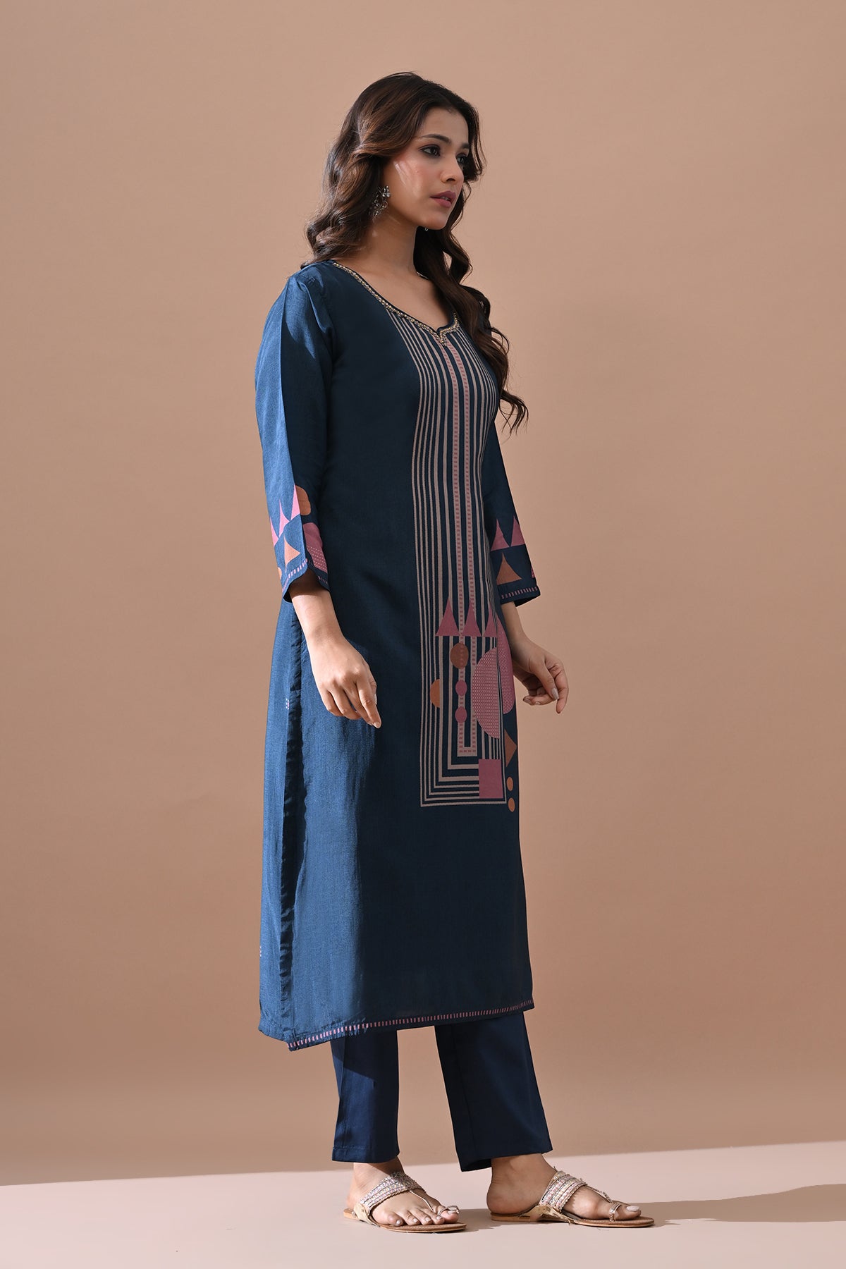 Blue Printed Kurta Set
