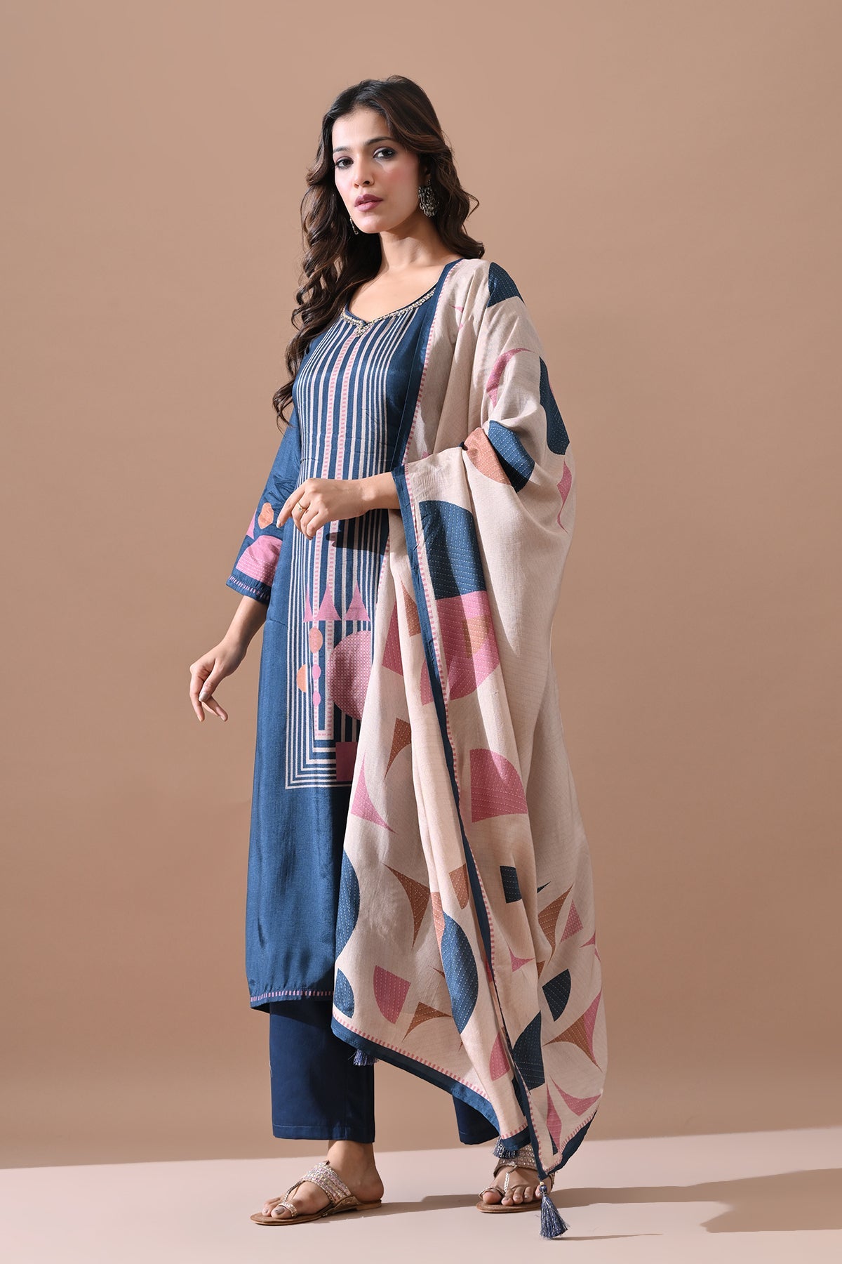 Blue Printed Kurta Set