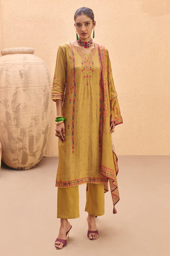 Yellow Printed Kurta 3 Pcs Set