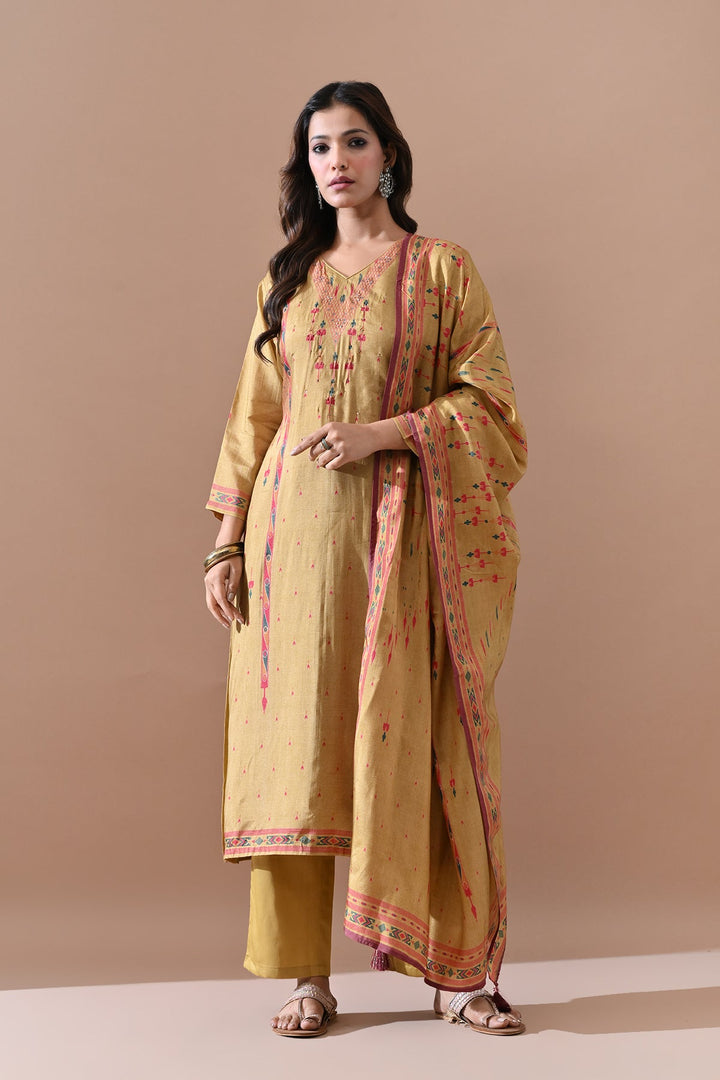 Yellow Printed Kurta Set