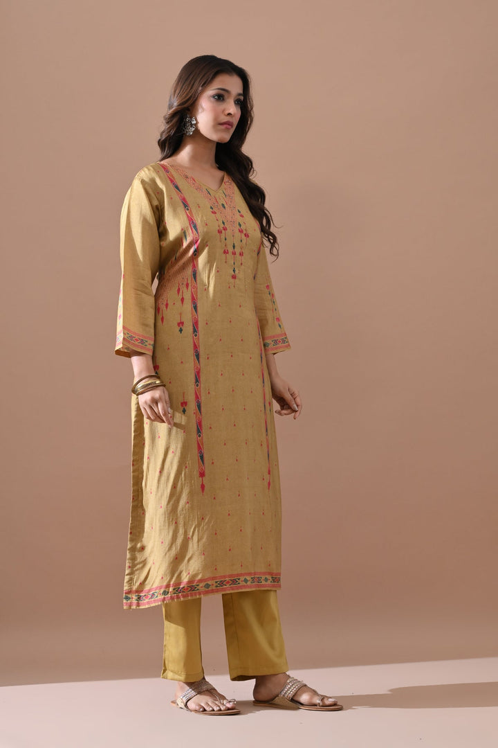 Yellow Printed Kurta Set