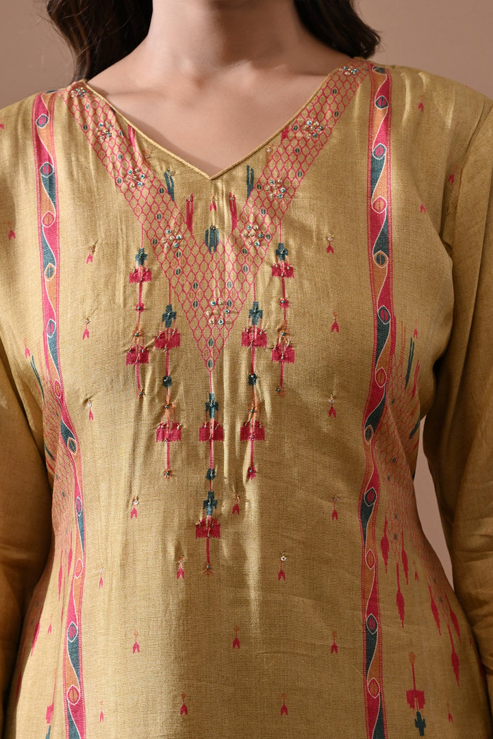 Yellow Printed Kurta Set