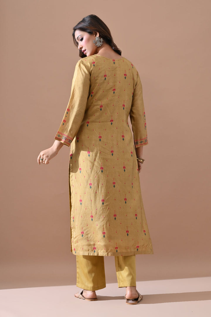 Yellow Printed Kurta Set