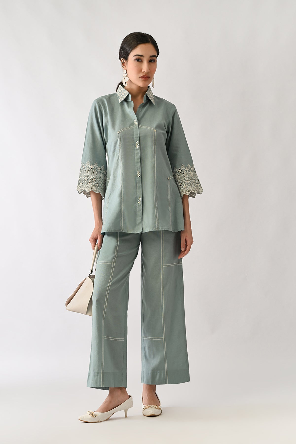 Green Embroidered Co-Ord Set