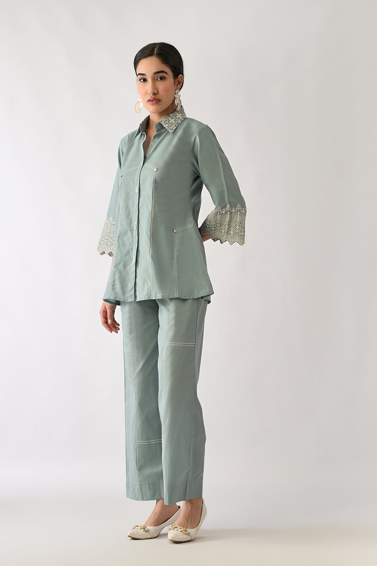 Green Embroidered Co-Ord Set