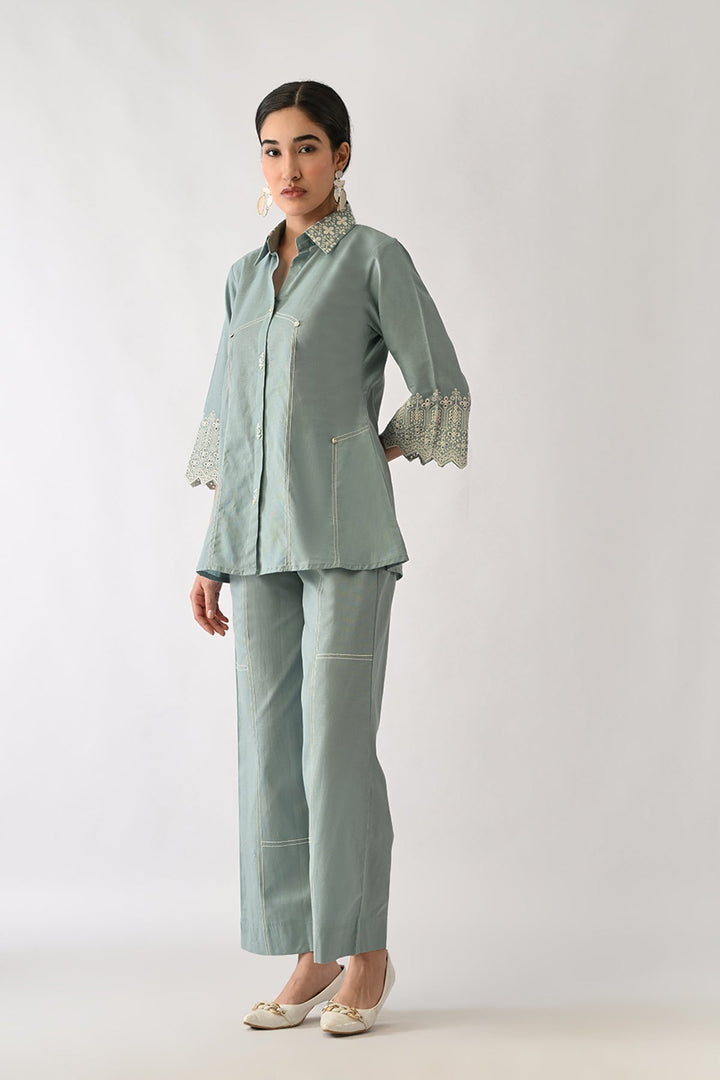 Green Embroidered Co-Ord Set