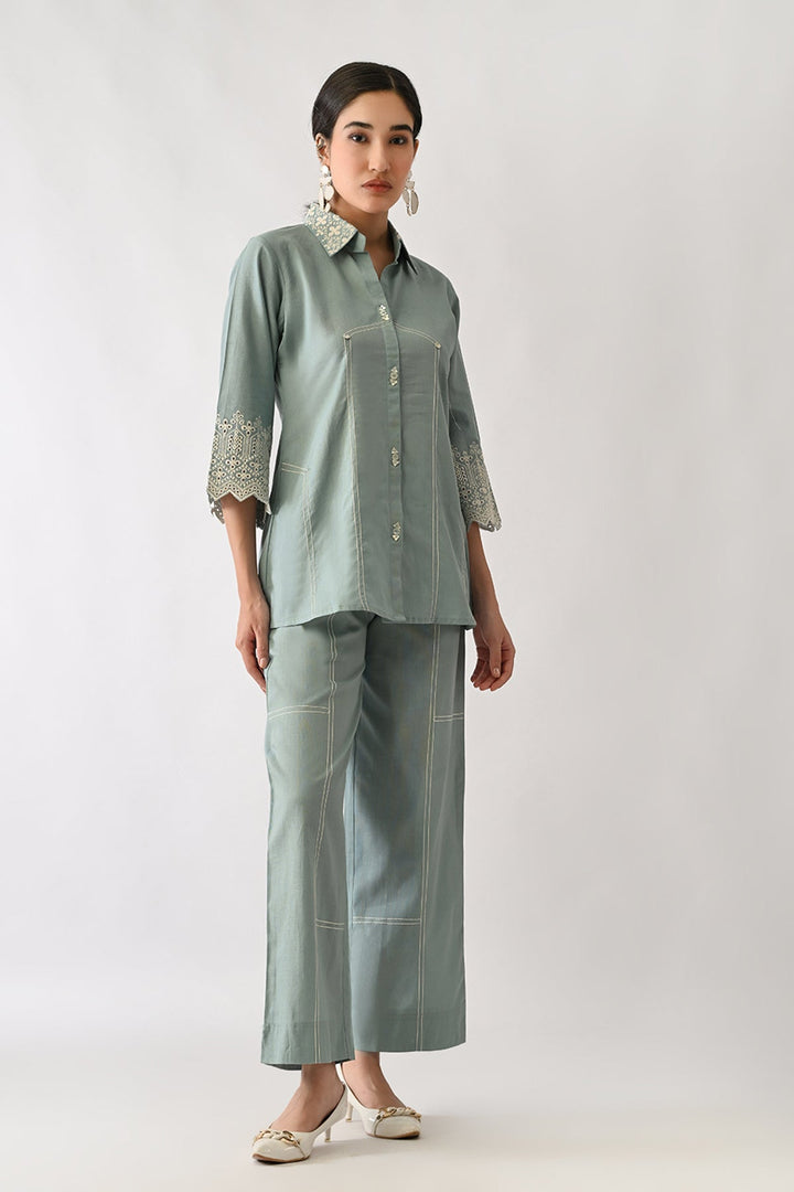 Green Embroidered Co-Ord Set